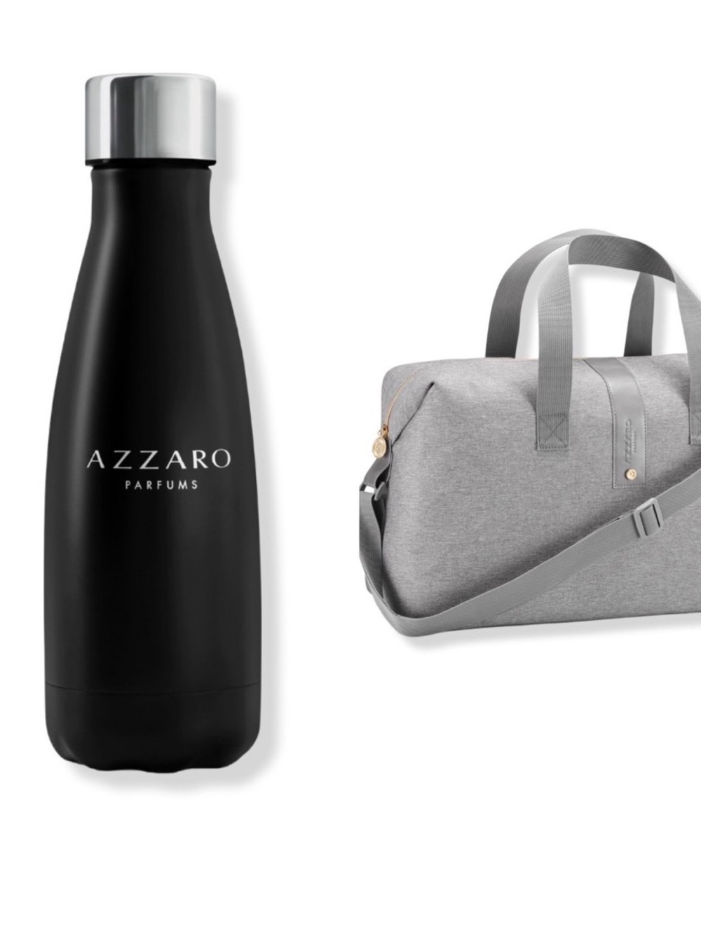 New mens Azzaro Grey Duffel Bag, bottle water
